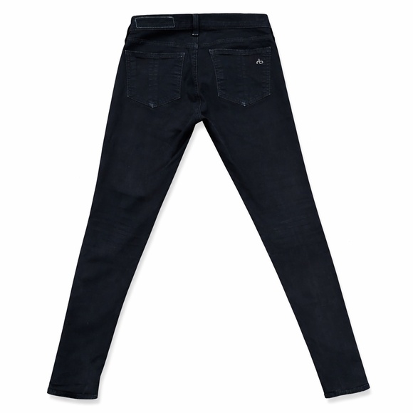 rag & bone Black Skinny Moto Jeans with Zipper Pockets Women’s Sz 24 - Picture 3 of 11